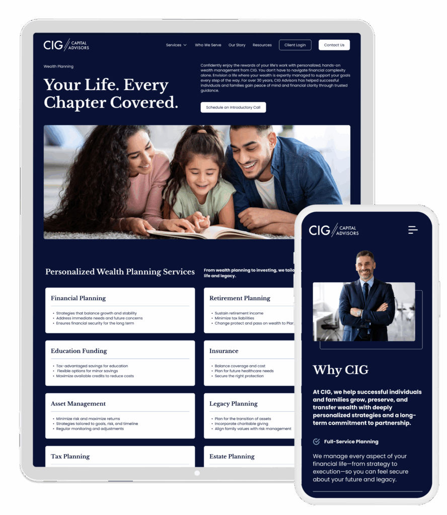 From Outdated to Luxury: CIG's Website Transformation Story 3 Tablet and phone website